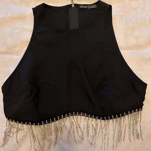 Black fringe crop top medium - Picture 2 of 4